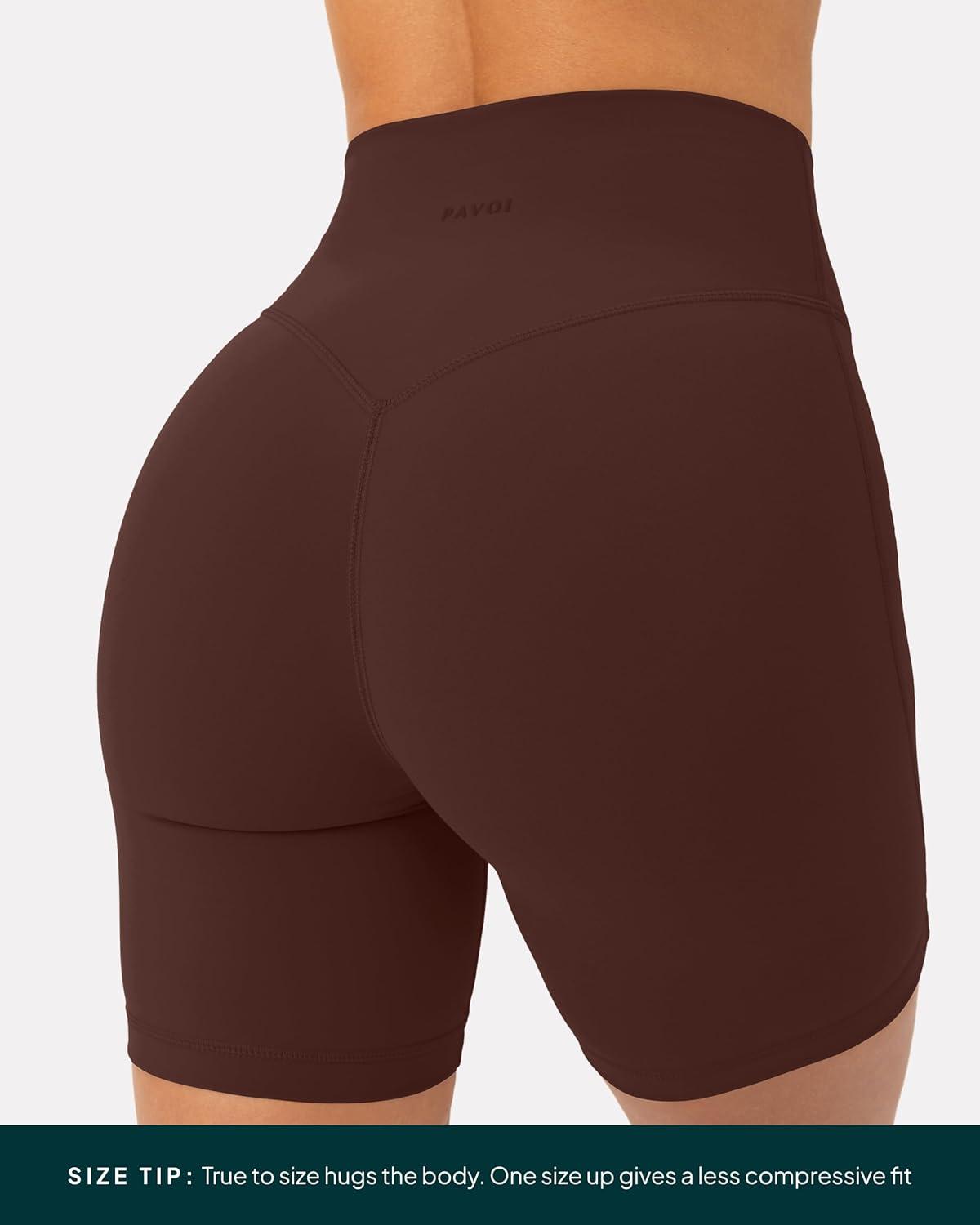 image:imagePAVOI ACTIVE Yoga Shorts for Women High Waisted Gym Shorts Buttery Soft Biker Workout Shorts 4 amp 6 Compression FitCocoa