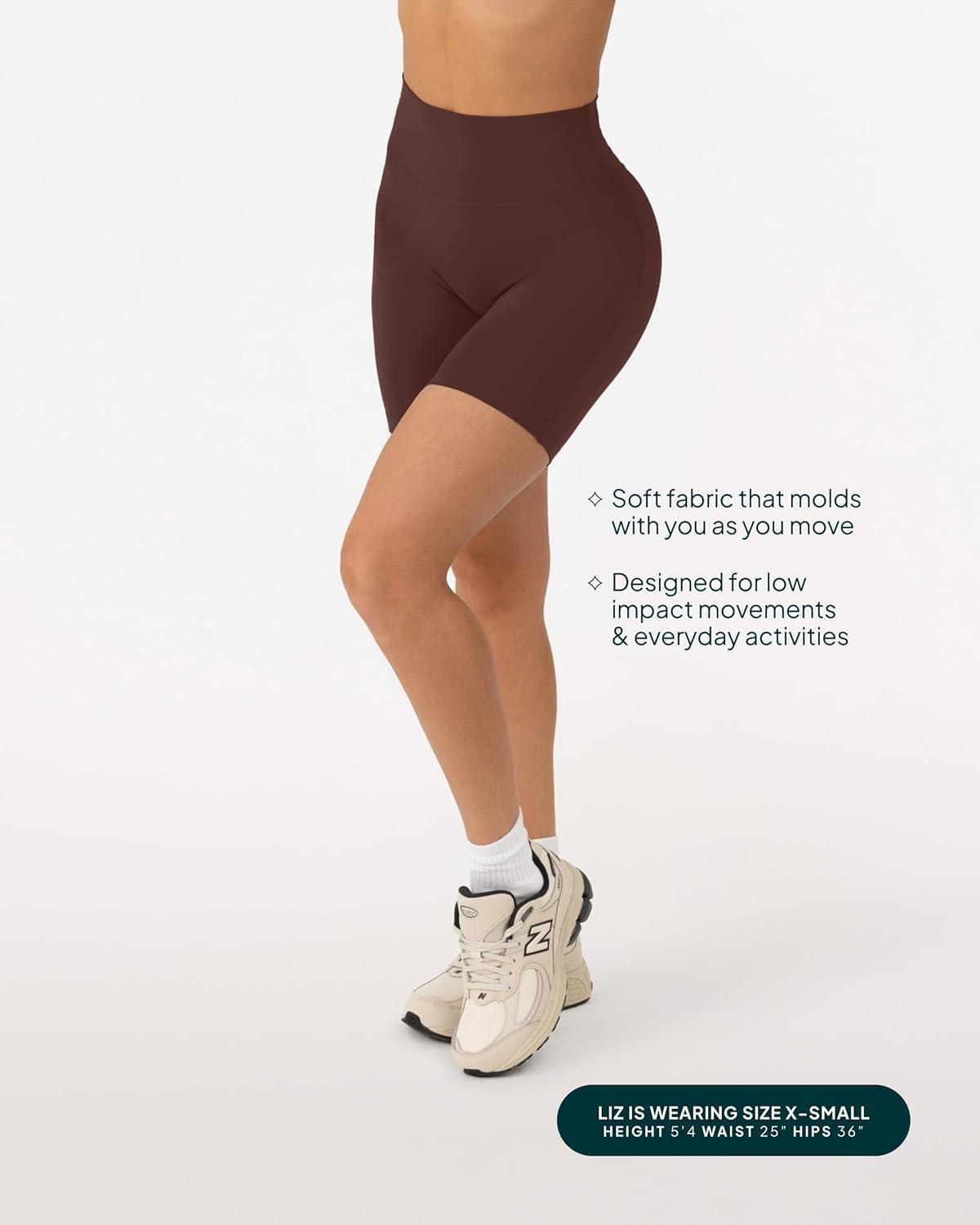 image:imagePAVOI ACTIVE Yoga Shorts for Women High Waisted Gym Shorts Buttery Soft Biker Workout Shorts 4 amp 6 Compression FitCocoa