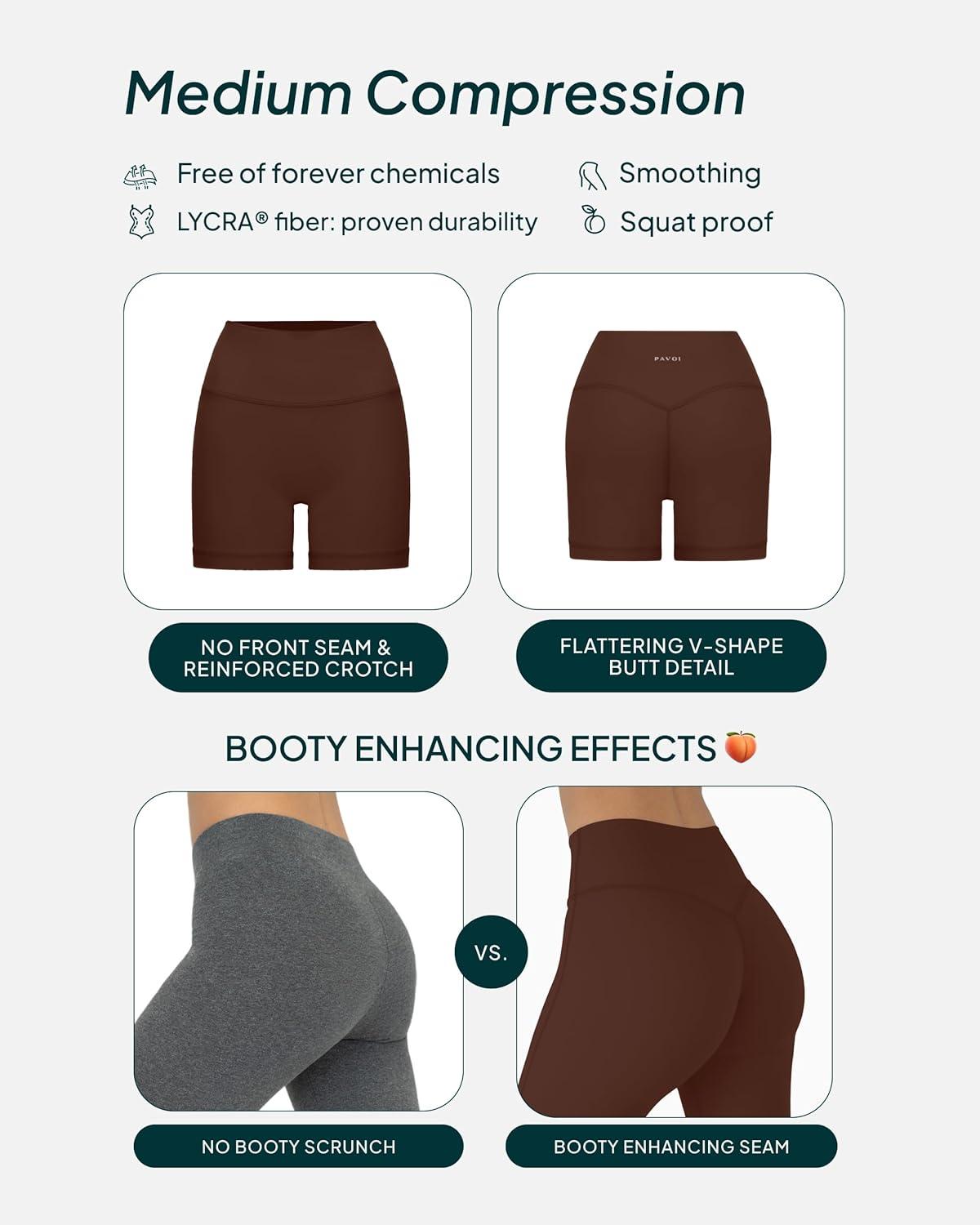 image:imagePAVOI ACTIVE Yoga Shorts for Women High Waisted Gym Shorts Buttery Soft Biker Workout Shorts 4 amp 6 Compression FitCocoa