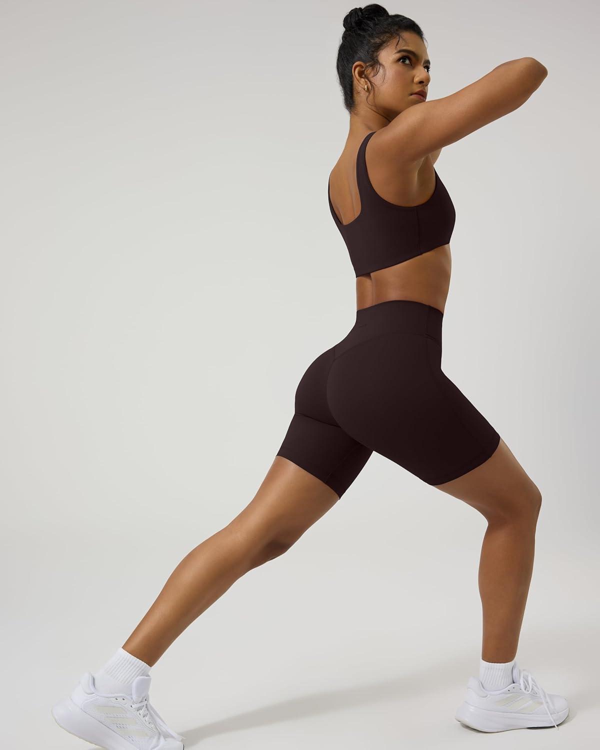 image:imagePAVOI ACTIVE Yoga Shorts for Women High Waisted Gym Shorts Buttery Soft Biker Workout Shorts 4 amp 6 Compression FitEspresso