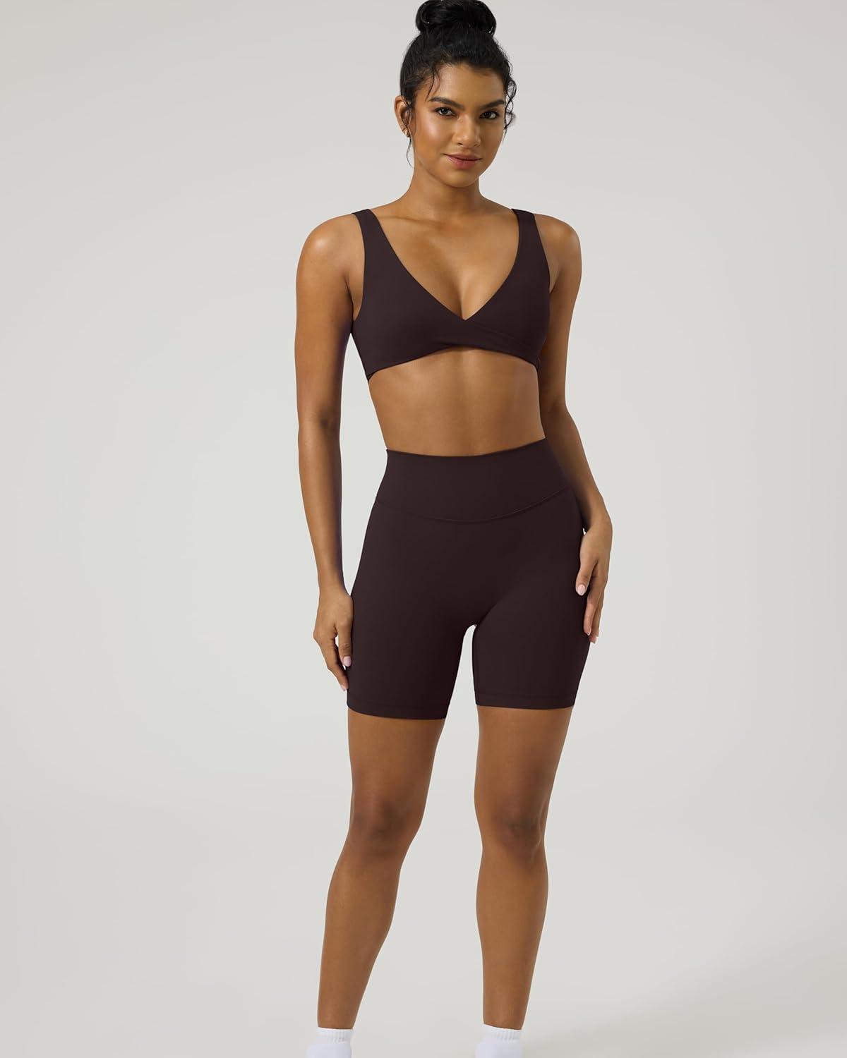 image:imagePAVOI ACTIVE Yoga Shorts for Women High Waisted Gym Shorts Buttery Soft Biker Workout Shorts 4 amp 6 Compression FitEspresso