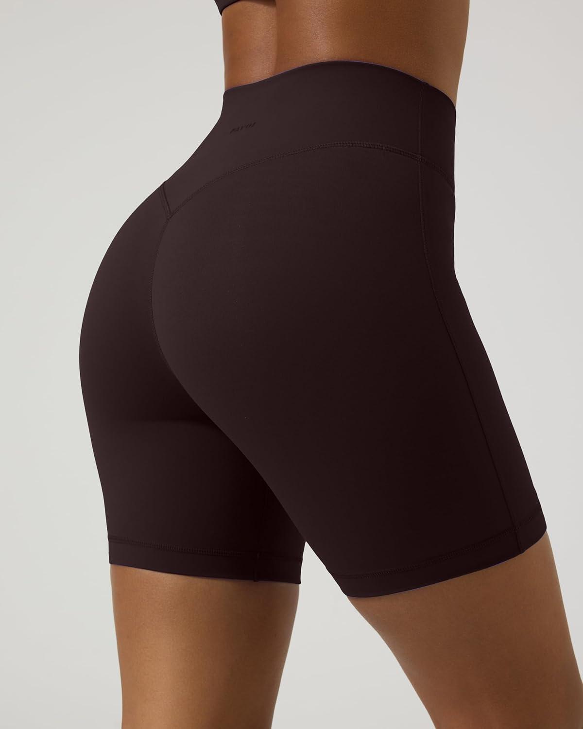 image:imagePAVOI ACTIVE Yoga Shorts for Women High Waisted Gym Shorts Buttery Soft Biker Workout Shorts 4 amp 6 Compression FitEspresso