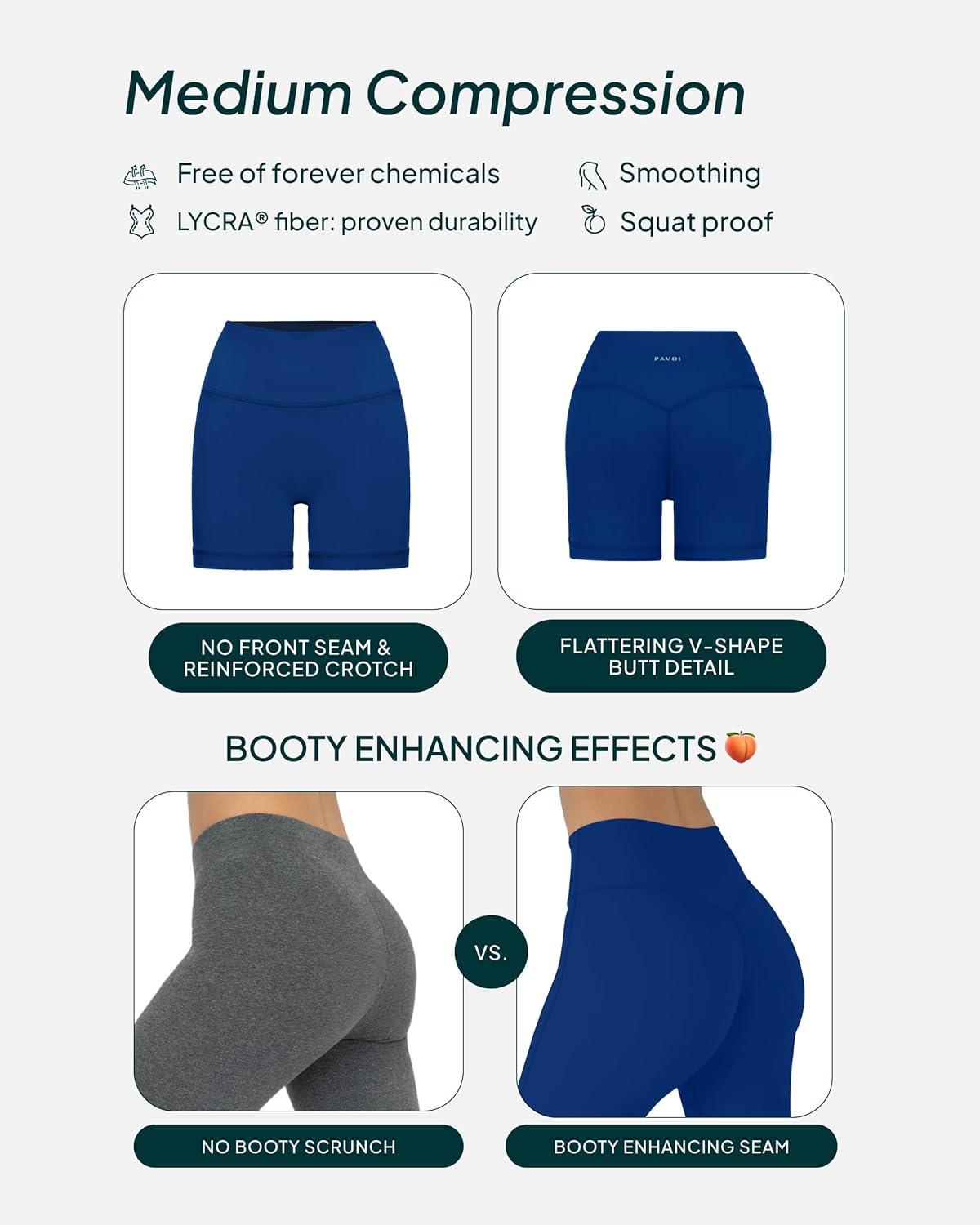 image:imagePAVOI ACTIVE Yoga Shorts for Women High Waisted Gym Shorts Buttery Soft Biker Workout Shorts 4 amp 6 Compression FitIndigo