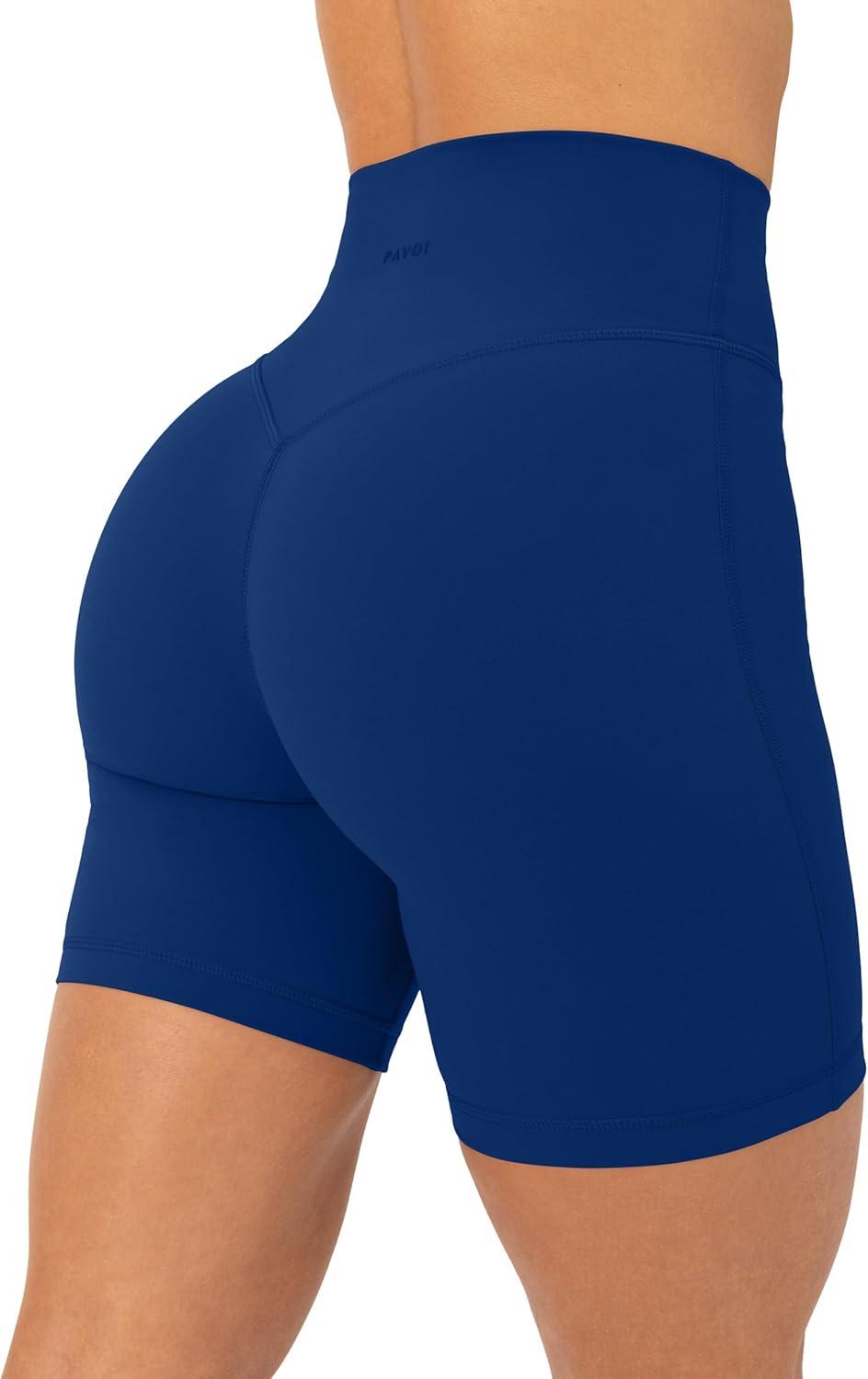 image:imagePAVOI ACTIVE Yoga Shorts for Women High Waisted Gym Shorts Buttery Soft Biker Workout Shorts 4 amp 6 Compression FitIndigo