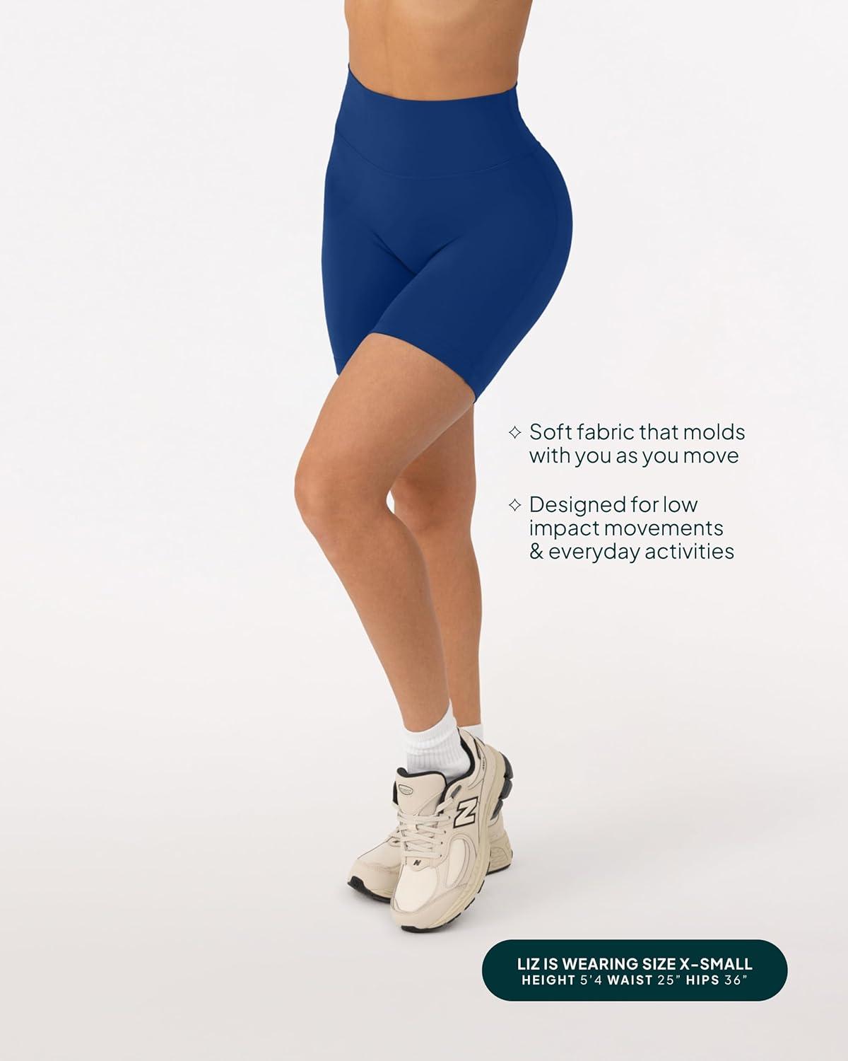 image:imagePAVOI ACTIVE Yoga Shorts for Women High Waisted Gym Shorts Buttery Soft Biker Workout Shorts 4 amp 6 Compression FitIndigo