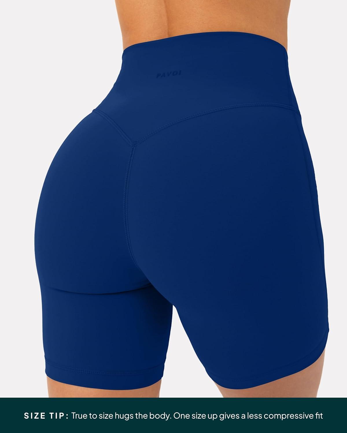 image:imagePAVOI ACTIVE Yoga Shorts for Women High Waisted Gym Shorts Buttery Soft Biker Workout Shorts 4 amp 6 Compression FitIndigo