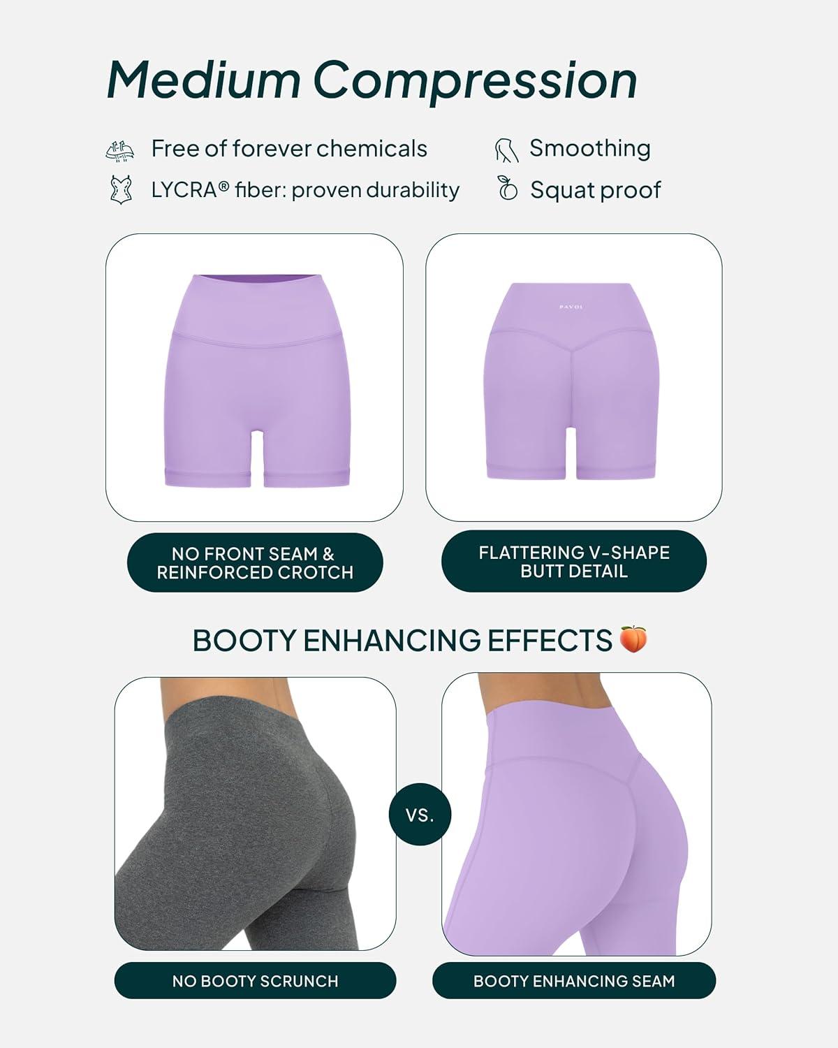 image:imagePAVOI ACTIVE Yoga Shorts for Women High Waisted Gym Shorts Buttery Soft Biker Workout Shorts 4 amp 6 Compression FitLilac