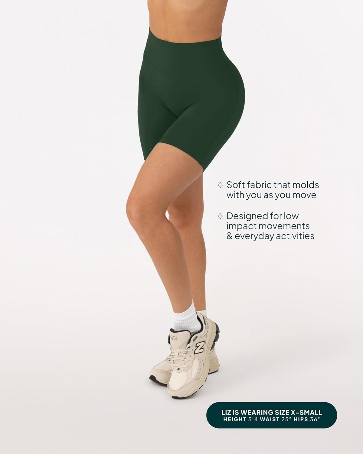 image:imagePAVOI ACTIVE Yoga Shorts for Women High Waisted Gym Shorts Buttery Soft Biker Workout Shorts 4 amp 6 Compression FitPine Green
