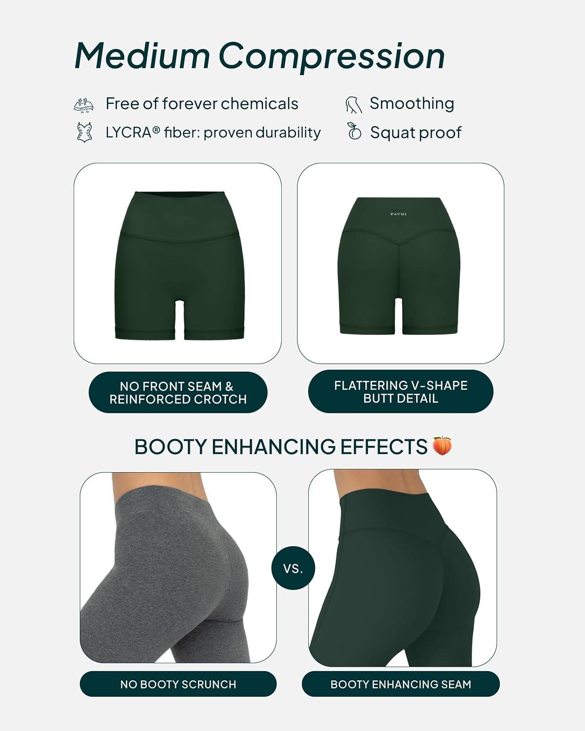 image:imagePAVOI ACTIVE Yoga Shorts for Women High Waisted Gym Shorts Buttery Soft Biker Workout Shorts 4 amp 6 Compression FitPine Green