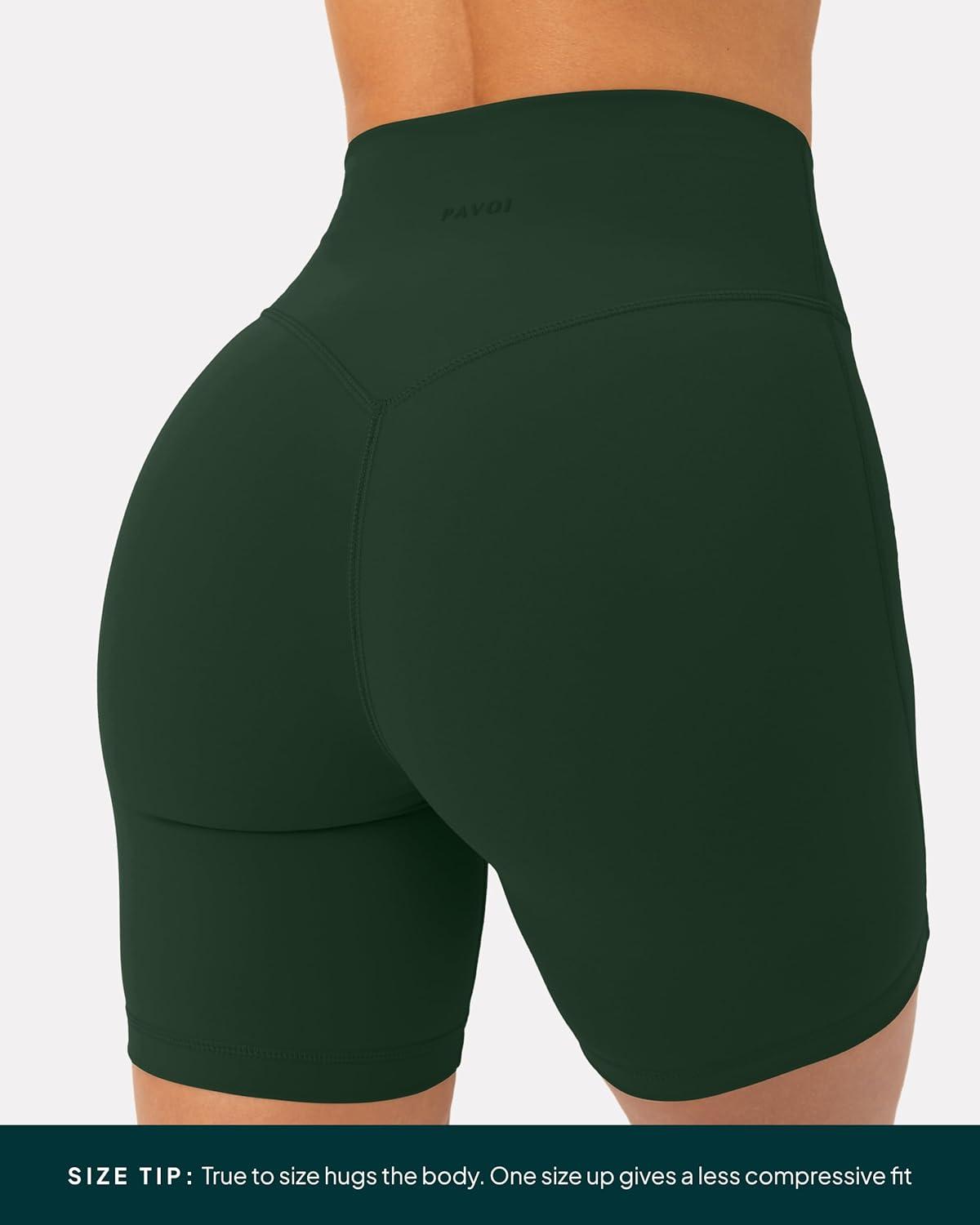 image:imagePAVOI ACTIVE Yoga Shorts for Women High Waisted Gym Shorts Buttery Soft Biker Workout Shorts 4 amp 6 Compression FitPine Green