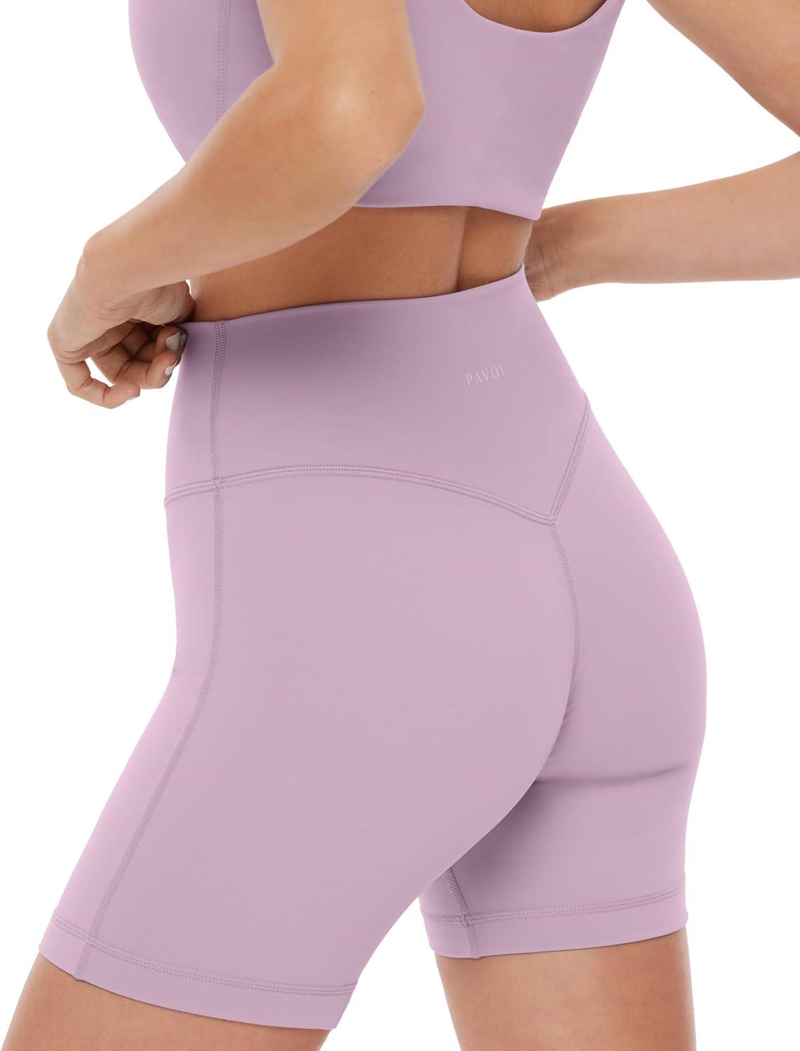 image:imagePAVOI ACTIVE Yoga Shorts for Women High Waisted Gym Shorts Buttery Soft Biker Workout Shorts 4 amp 6 Compression FitRose