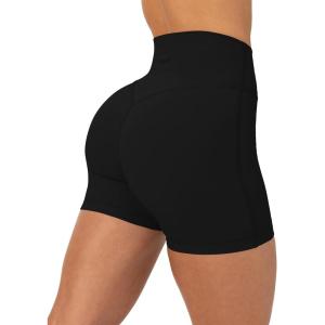 PAVOI ACTIVE Yoga Shorts for Women High Waisted Gym Shorts Buttery Soft Biker Workout Shorts 4″ & 6″ Compression Fit(Black)