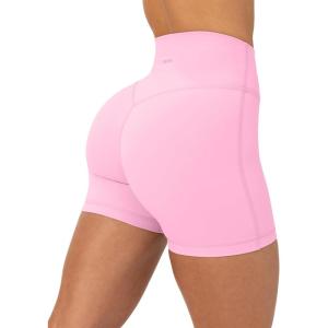 PAVOI ACTIVE Yoga Shorts for Women High Waisted Gym Shorts Buttery Soft Biker Workout Shorts 4″ & 6″ Compression Fit(Bubblegum)