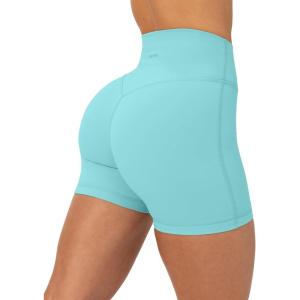 PAVOI ACTIVE Yoga Shorts for Women High Waisted Gym Shorts Buttery Soft Biker Workout Shorts 4″ & 6″ Compression Fit(Caribbean Sea)
