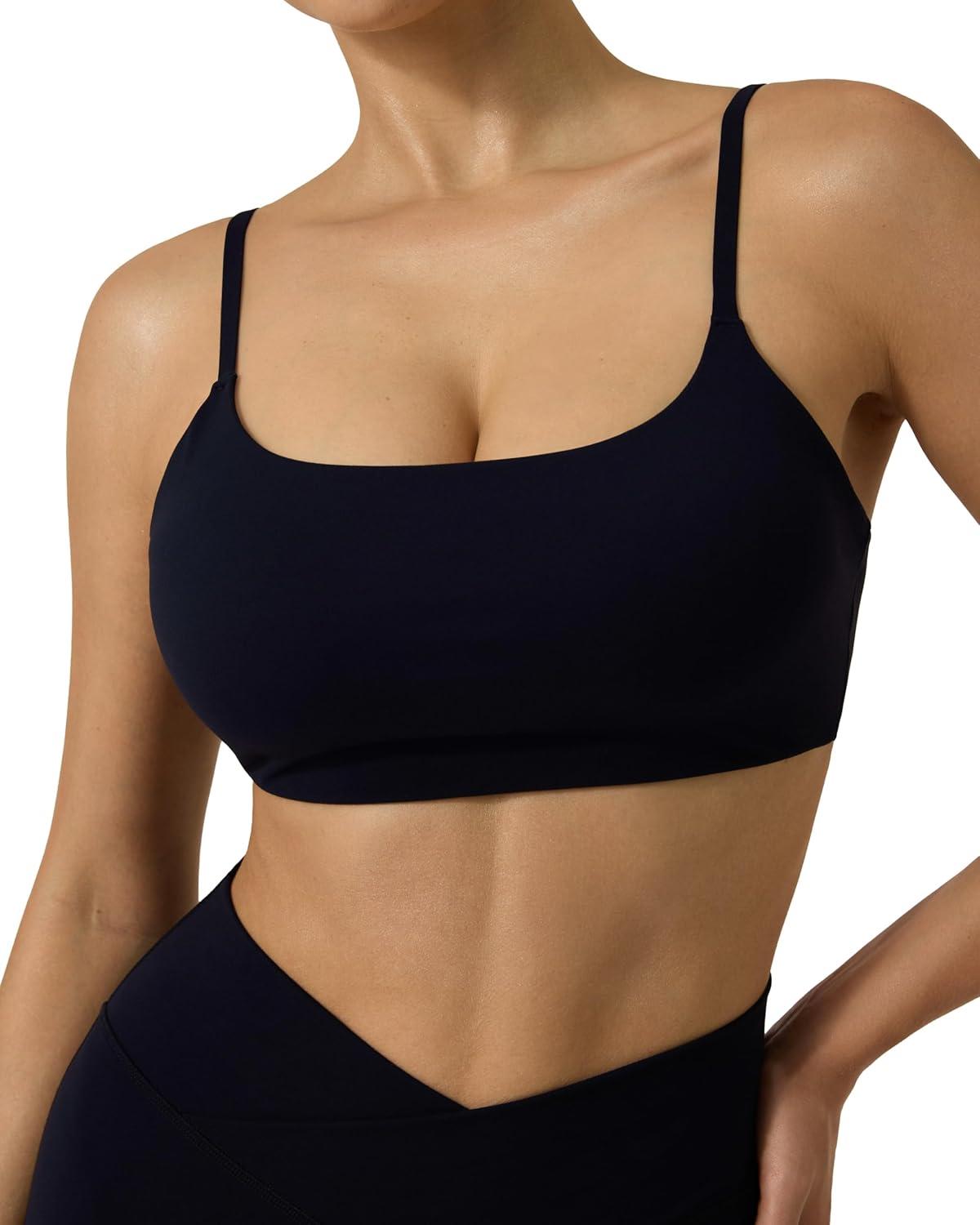 image:imagePAVOI ACTIVE Low Square Neck Sports Bra Adjustable Thin Straps Workout Square Neck Bra for Women Removable Pads FlexFlowBlack