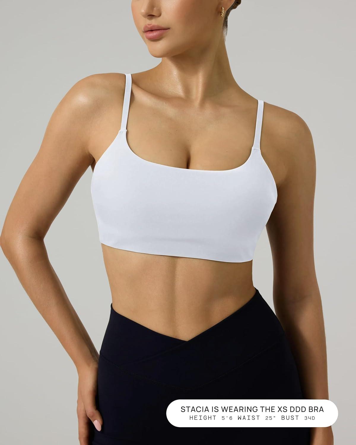 image:imagePAVOI ACTIVE Low Square Neck Sports Bra Adjustable Thin Straps Workout Square Neck Bra for Women Removable Pads FlexFlowWhite