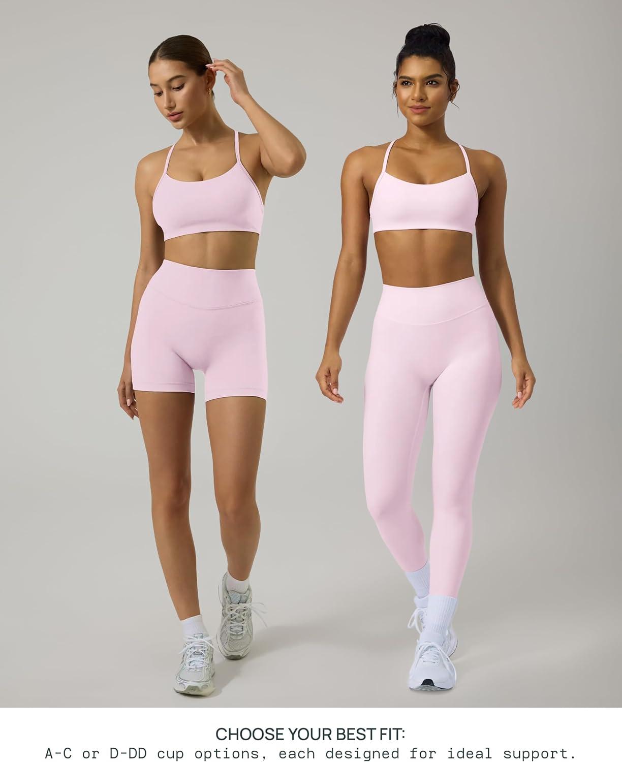 image:imagePAVOI ACTIVE Yoga Racerback Bras for Women Buttery Soft Low Support Scoop Neck YBack Thin Strap Sports Bra FlexFlowBlossom Pink