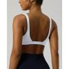 PAVOI ACTIVE Deep V Neck Sports Bra for Women – Low Coverage Open Back V Plunge Low Cut Workout Bra Removable Pads – FlexFlow(White)