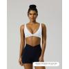 PAVOI ACTIVE Deep V Neck Sports Bra for Women – Low Coverage Open Back V Plunge Low Cut Workout Bra Removable Pads – FlexFlow(White)