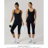PAVOI ACTIVE Sports V Neck Tank Top for Women – Low V Front & Back Mid Support Cropped Tight Tank with Shelf Bra – FlexFlow(Black)