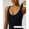 PAVOI ACTIVE Sports V Neck Tank Top for Women – Low V Front & Back Mid Support Cropped Tight Tank with Shelf Bra – FlexFlow(Black)