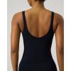 PAVOI ACTIVE Sports V Neck Tank Top for Women – Low V Front & Back Mid Support Cropped Tight Tank with Shelf Bra – FlexFlow(Black)