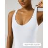 PAVOI ACTIVE Sports V Neck Tank Top for Women – Low V Front & Back Mid Support Cropped Tight Tank with Shelf Bra – FlexFlow(White)