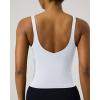 PAVOI ACTIVE Sports V Neck Tank Top for Women – Low V Front & Back Mid Support Cropped Tight Tank with Shelf Bra – FlexFlow(White)