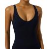 PAVOI ACTIVE Sports V Neck Tank Top for Women – Low V Front & Back Mid Support Cropped Tight Tank with Shelf Bra – FlexFlow(Black)