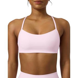 PAVOI ACTIVE Yoga Racerback Bras for Women – Buttery Soft Low Support Scoop Neck Y-Back Thin Strap Sports Bra – FlexFlow(Blossom Pink)