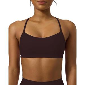 PAVOI ACTIVE Yoga Racerback Bras for Women – Buttery Soft Low Support Scoop Neck Y-Back Thin Strap Sports Bra – FlexFlow(Espresso)