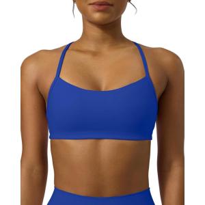 PAVOI ACTIVE Yoga Racerback Bras for Women – Buttery Soft Low Support Scoop Neck Y-Back Thin Strap Sports Bra – FlexFlow(Royal Blue)