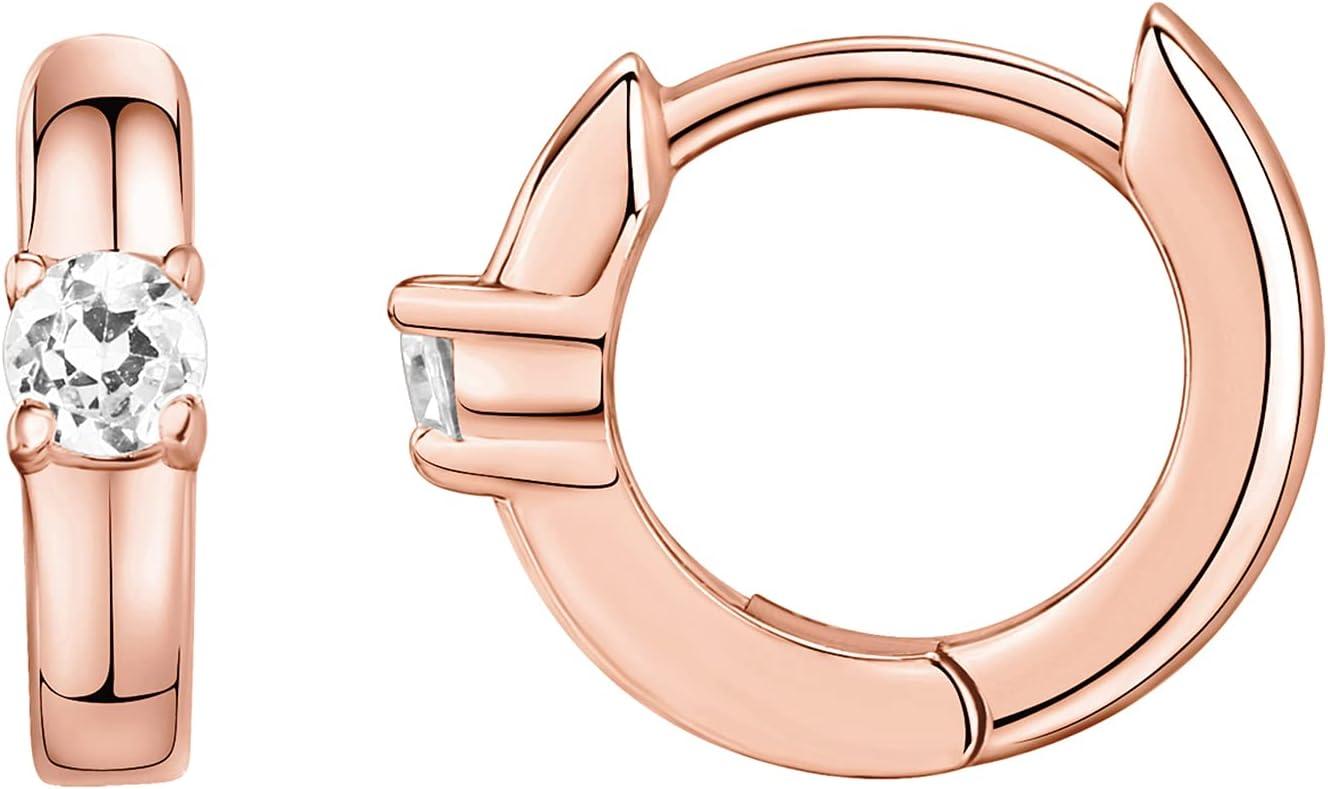 image:imagePAVOI 14K Gold Plated 925 Sterling Silver Cubic Zirconia Huggie Earrings UShaped Snake Solitaire Small Round Huggie Stud Fashion Hoop Earrings for WomenRose Gold