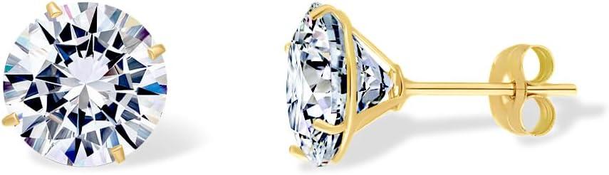 image:imagePAVOI 14K Real Gold Studs Moissanite Earrings for Women 024 Carat Round Lab Created Moissanite Stone Solid Gold Stud Earrings Men02CTPair 3mm