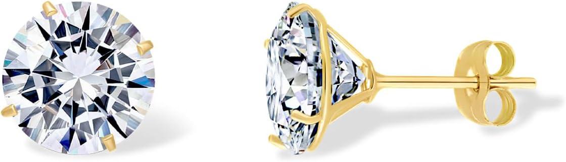 image:imagePAVOI 14K Real Gold Studs Moissanite Earrings for Women 024 Carat Round Lab Created Moissanite Stone Solid Gold Stud Earrings Men06CTPair 4mm
