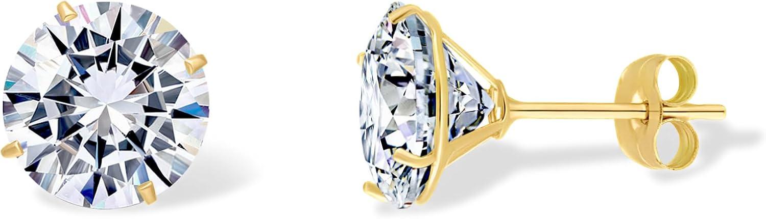 image:imagePAVOI 14K Real Gold Studs Moissanite Earrings for Women 024 Carat Round Lab Created Moissanite Stone Solid Gold Stud Earrings Men16CTPair 6mm