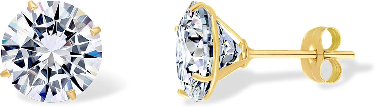 image:imagePAVOI 14K Real Gold Studs Moissanite Earrings for Women 024 Carat Round Lab Created Moissanite Stone Solid Gold Stud Earrings Men24CTPair 7mm