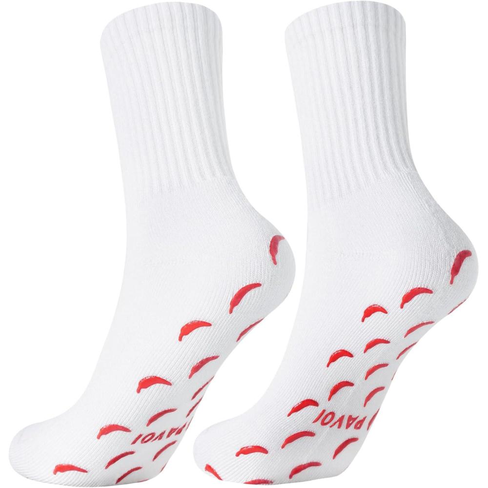 image:imagePAVOI ACTIVE Pilates Socks with Grips for Women One Size Non Slip QuarterCrew Grip Socks for Yoga Barre Bamboo BlendChili Pepper