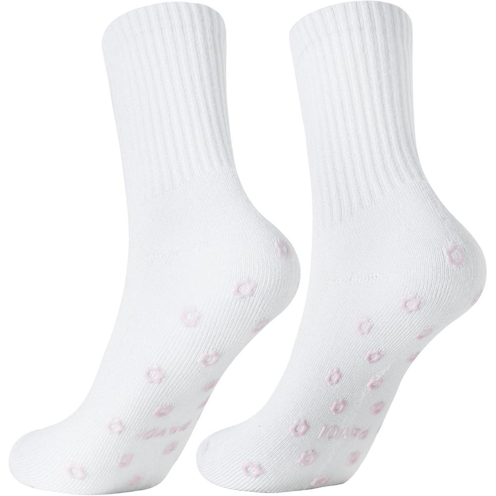 image:imagePAVOI ACTIVE Pilates Socks with Grips for Women One Size Non Slip QuarterCrew Grip Socks for Yoga Barre Bamboo BlendFlower
