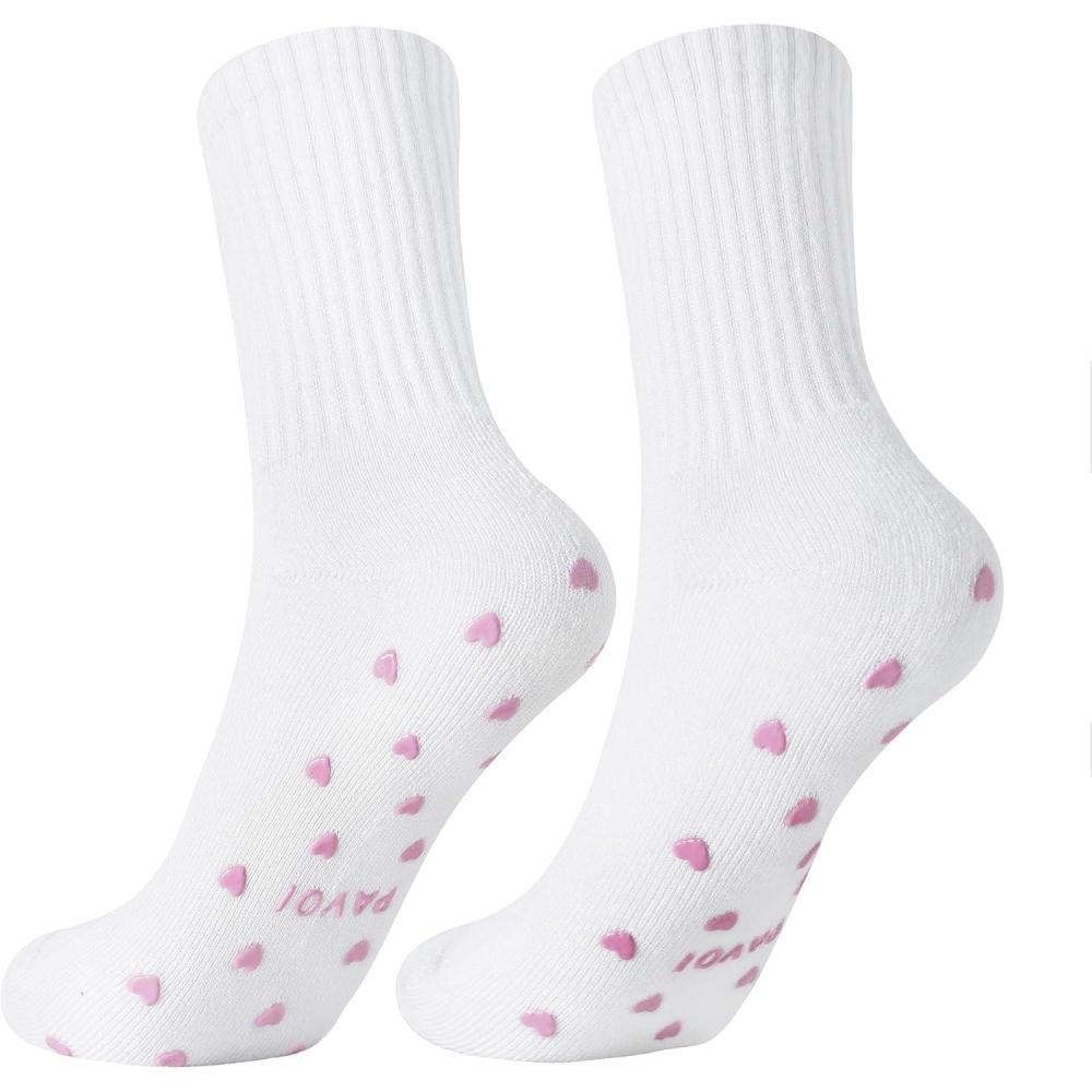 image:imagePAVOI ACTIVE Pilates Socks with Grips for Women One Size Non Slip QuarterCrew Grip Socks for Yoga Barre Bamboo BlendHeart