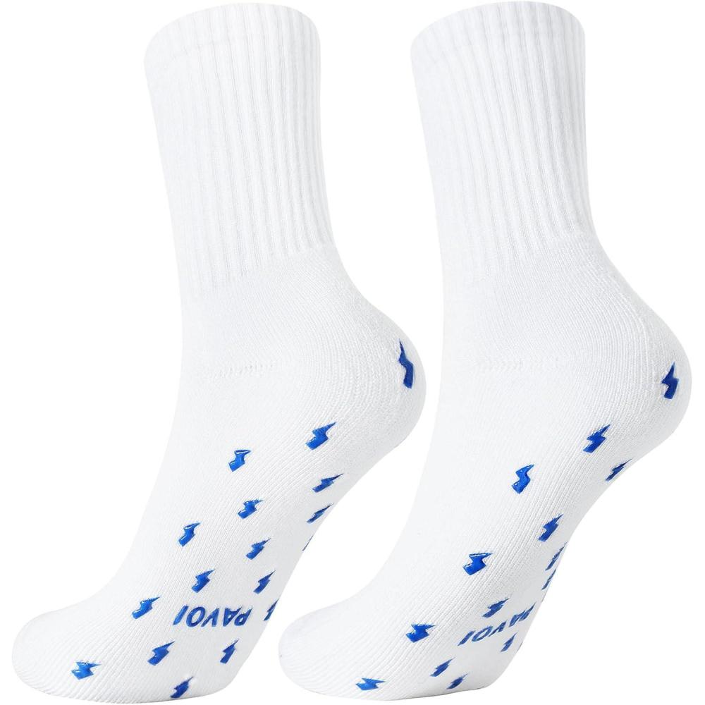 image:imagePAVOI ACTIVE Pilates Socks with Grips for Women One Size Non Slip QuarterCrew Grip Socks for Yoga Barre Bamboo BlendLightning Bolt