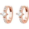 PAVOI 14K Gold Plated 925 Sterling Silver Cubic Zirconia Huggie Earrings | U-Shaped Snake Solitaire Small Round Huggie Stud Fashion Hoop Earrings for Women(Rose Gold)