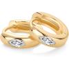 PAVOI 14K Gold Plated 925 Sterling Silver Cubic Zirconia Huggie Earrings | U-Shaped Snake Solitaire Small Round Huggie Stud Fashion Hoop Earrings for Women(Yellow Gold)