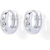 PAVOI 14K Gold Plated 925 Sterling Silver Cubic Zirconia Huggie Earrings | U-Shaped Snake Solitaire Small Round Huggie Stud Fashion Hoop Earrings for Women(White Gold)