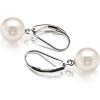 PAVOI Rhodium Plated 925 Sterling Silver Simulated Shell Pearl Earrings Leverback Dangle Studs(10mm)