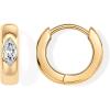 PAVOI 14K Gold Plated 925 Sterling Silver Cubic Zirconia Huggie Earrings | U-Shaped Snake Solitaire Small Round Huggie Stud Fashion Hoop Earrings for Women(Yellow Gold)