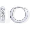 PAVOI 14K Gold Plated 925 Sterling Silver Cubic Zirconia Huggie Earrings | U-Shaped Snake Solitaire Small Round Huggie Stud Fashion Hoop Earrings for Women(White Gold)