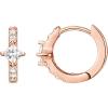 PAVOI 14K Gold Plated 925 Sterling Silver Cubic Zirconia Huggie Earrings | U-Shaped Snake Solitaire Small Round Huggie Stud Fashion Hoop Earrings for Women(Rose Gold)