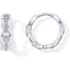 PAVOI 14K Gold Plated Sterling Silver Posts Cubic Zirconia Chained Huggie Earrings for Women | Small CZ Chain Hoops(White Gold)