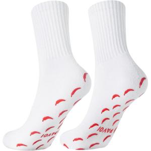 PAVOI ACTIVE Pilates Socks with Grips for Women – One Size Non Slip Quarter-Crew Grip Socks for Yoga, Barre – Bamboo Blend(Chili Pepper)